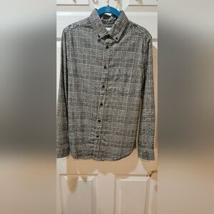 Goodfellow & Co Gray, Black  and White Checkered Long Sleeve Shirt Size S